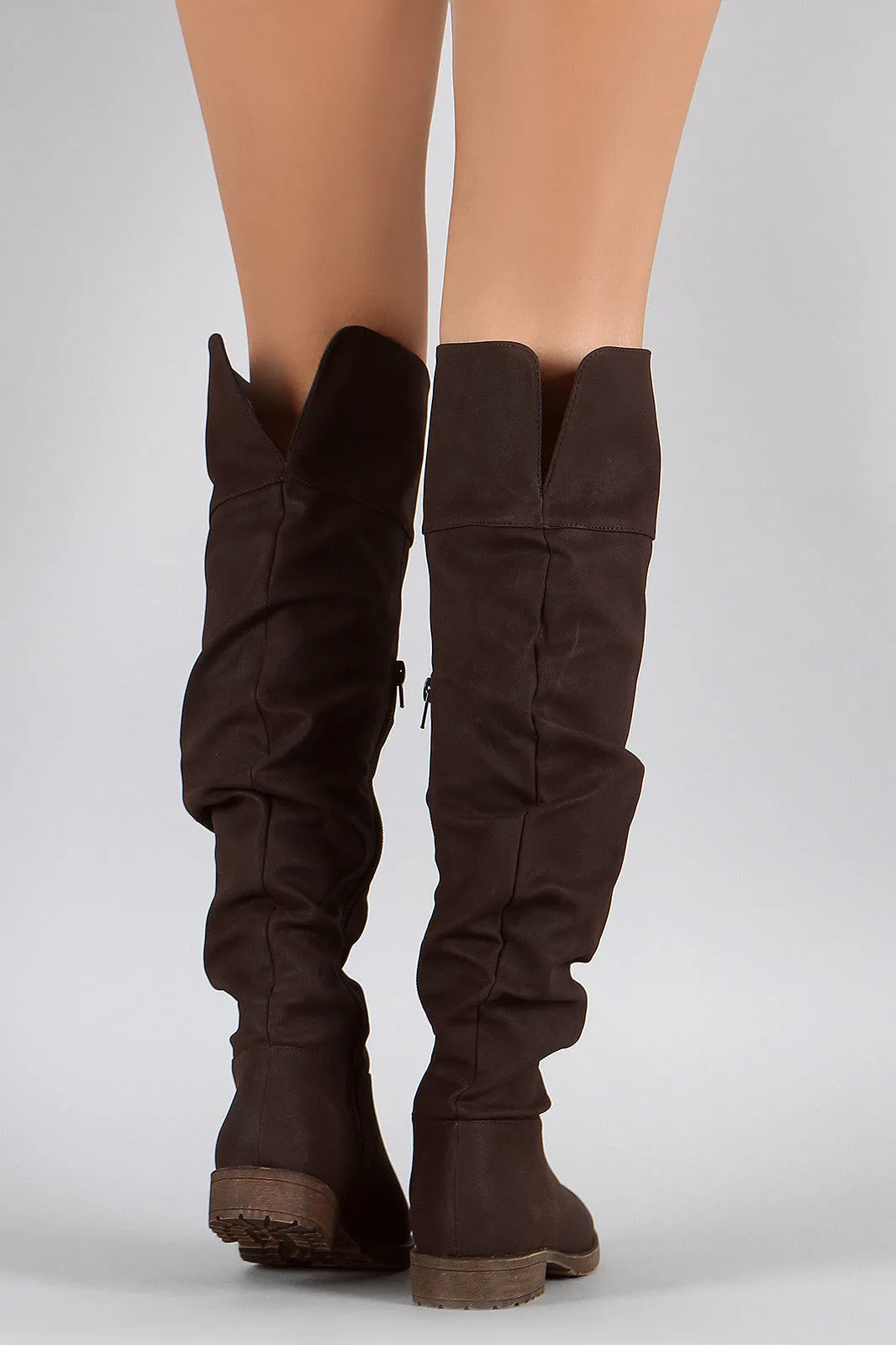 Bamboo Slouchy Round Toe Over-The-Knee Riding Boots