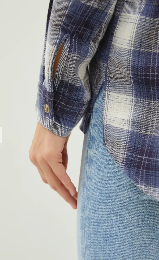 Be Cool Navy Blue Plaid Flannel Shirt