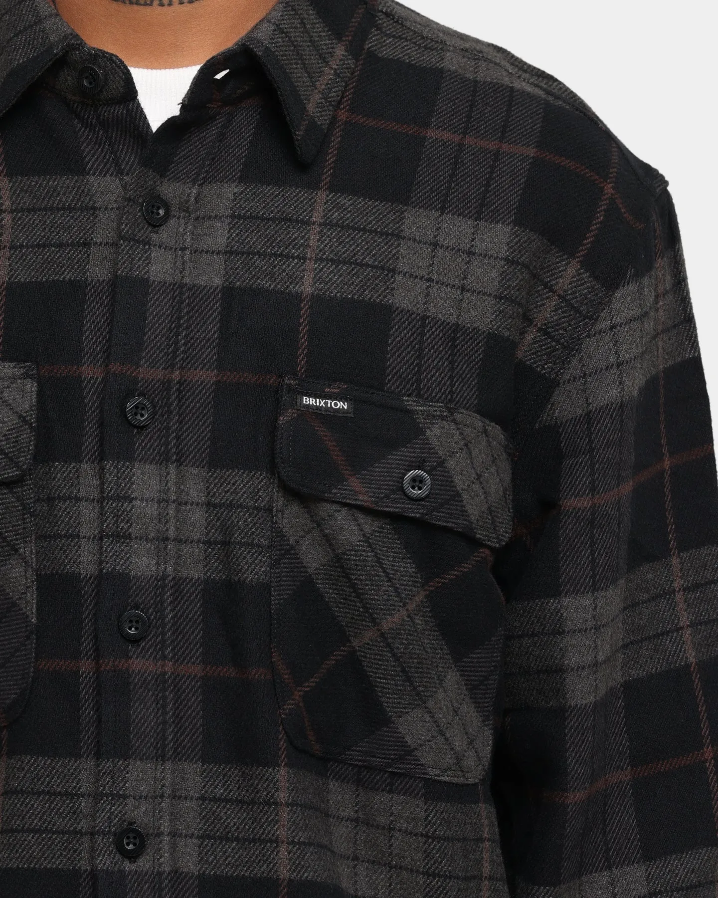 Brixton Bowery Long Sleeve Flannel Shirt Black/Charcoal