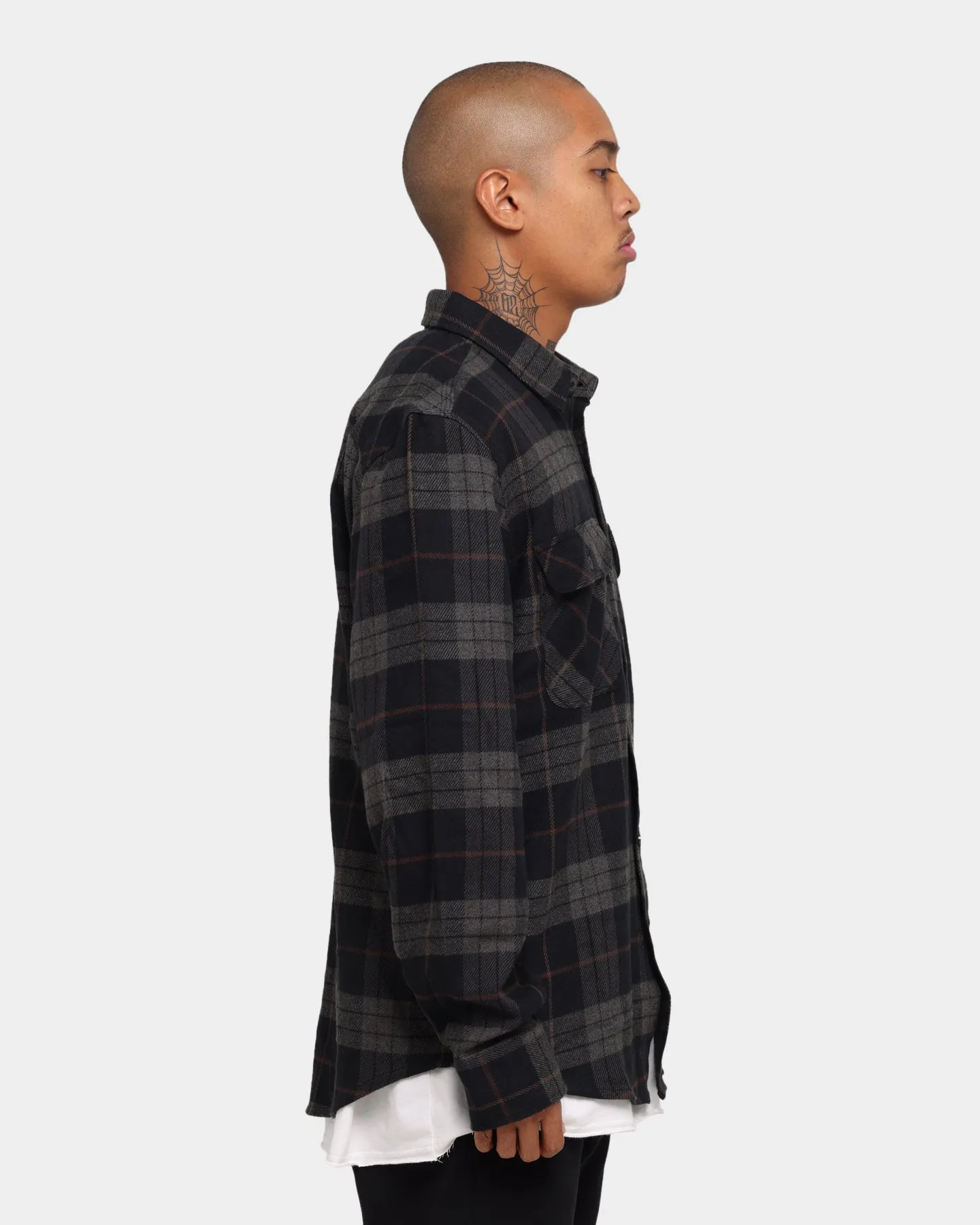 Brixton Bowery Long Sleeve Flannel Shirt Black/Charcoal