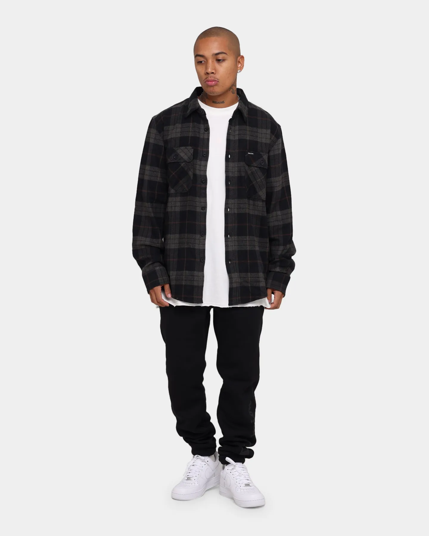 Brixton Bowery Long Sleeve Flannel Shirt Black/Charcoal