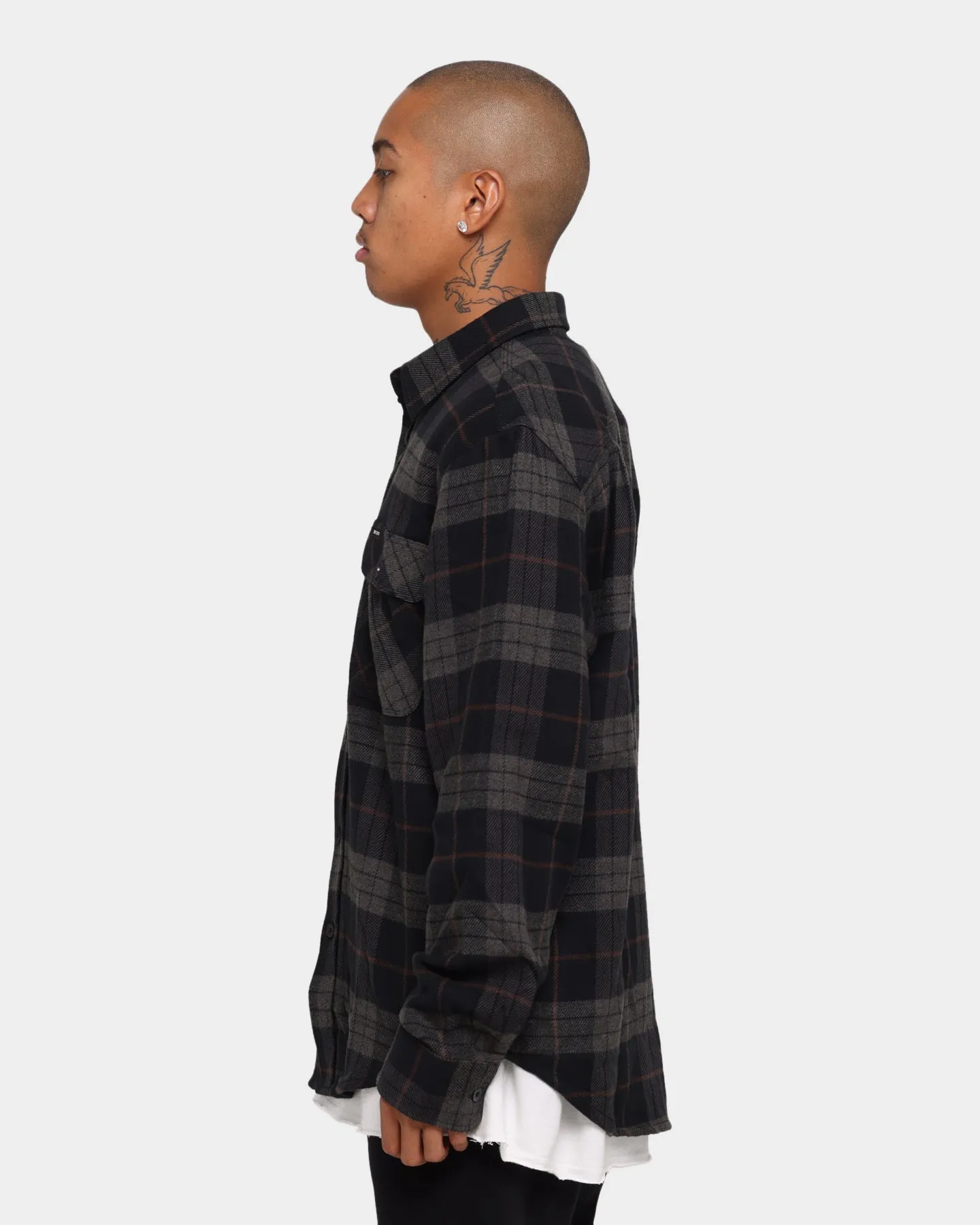 Brixton Bowery Long Sleeve Flannel Shirt Black/Charcoal