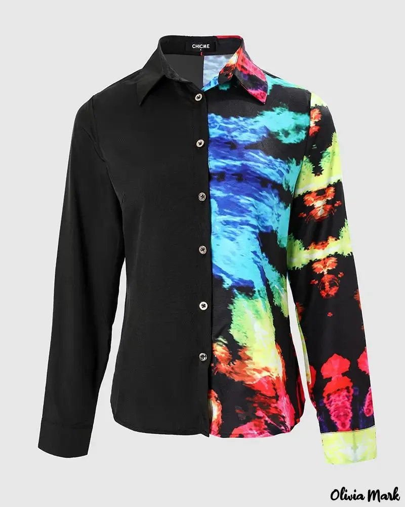 Deanwangkt - Tie-Dye Print Long Sleeve Button Down Shirt