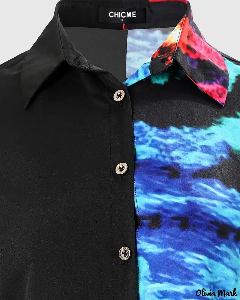 Deanwangkt - Tie-Dye Print Long Sleeve Button Down Shirt