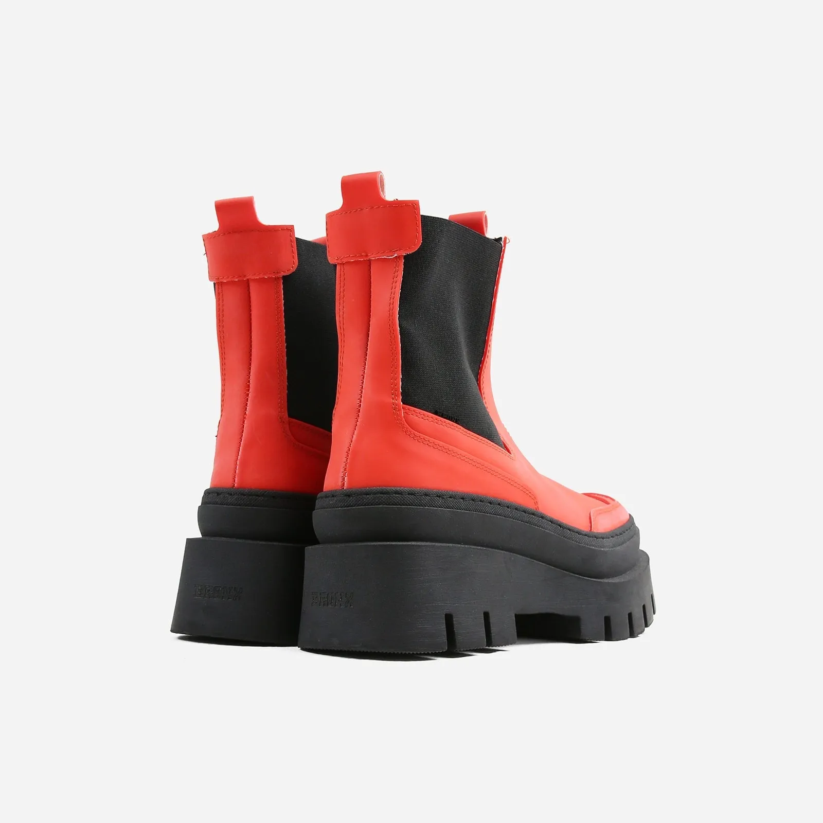 Evi Ann Red Biker Chelsea Boots