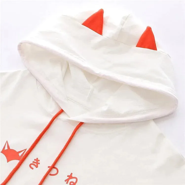 Fox Charm Unleashed: Letter Print Drawstring Hoodie - Cozy Casual Elegance in Every Stitch! 🦊👚