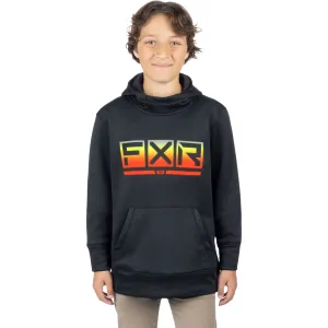 FXR  Youth Podium Tech Pullover Hoodie Hoody Front Pouch Casual Black Inferno