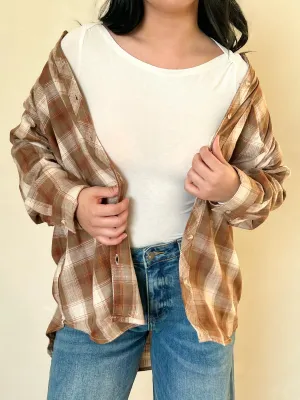 Hannah Oversize Flannel (Brown)