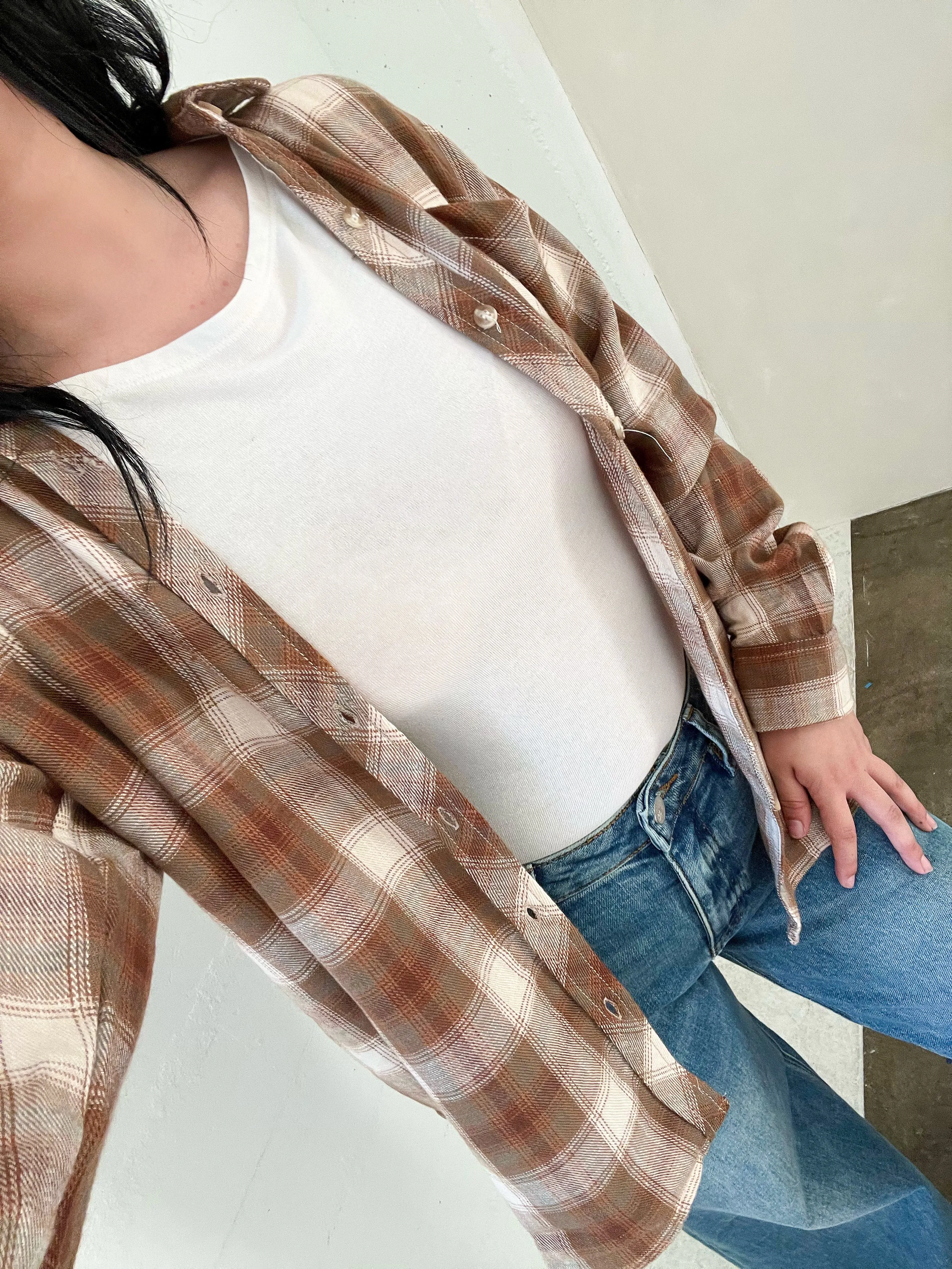 Hannah Oversize Flannel (Brown)