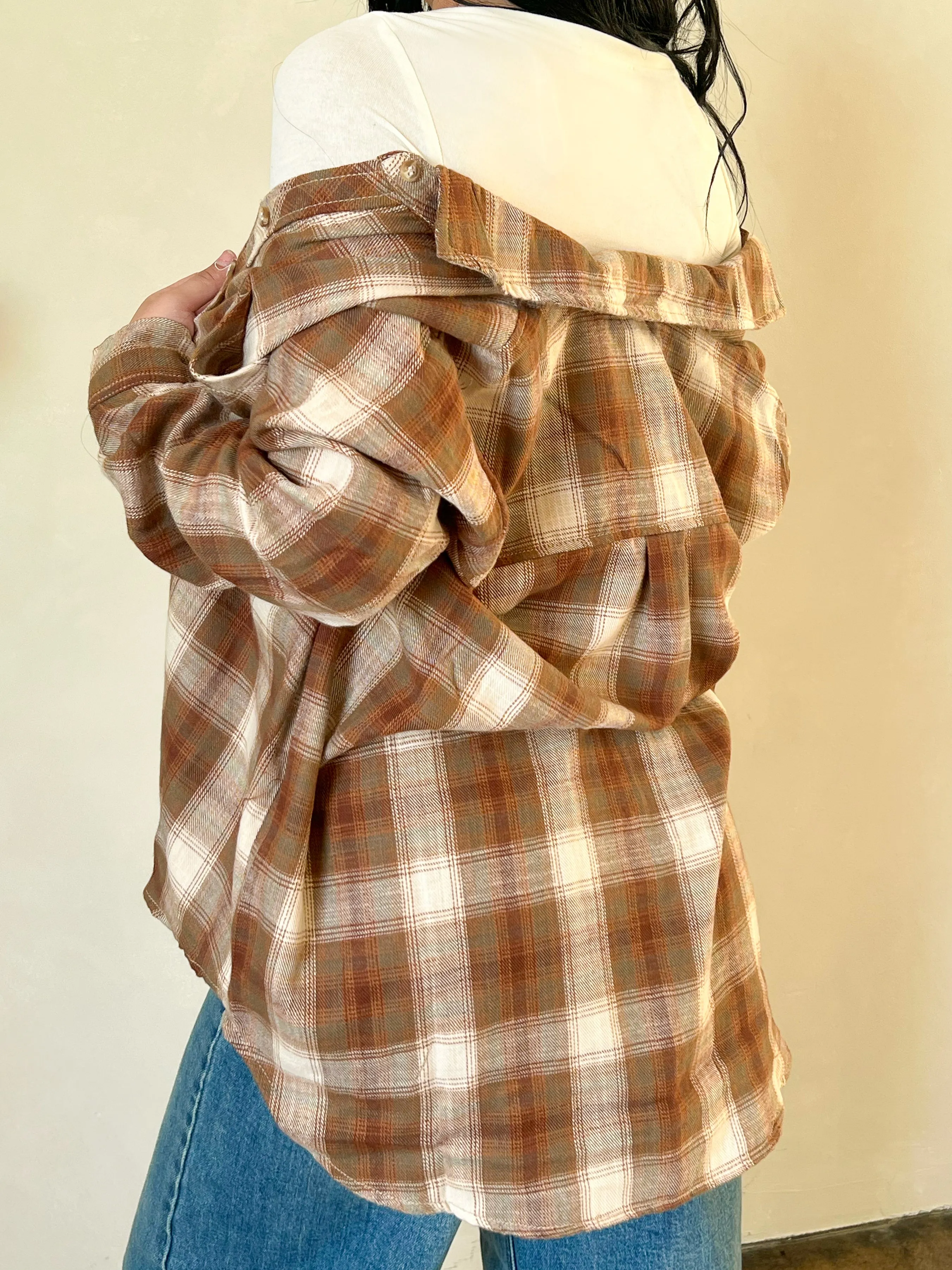 Hannah Oversize Flannel (Brown)