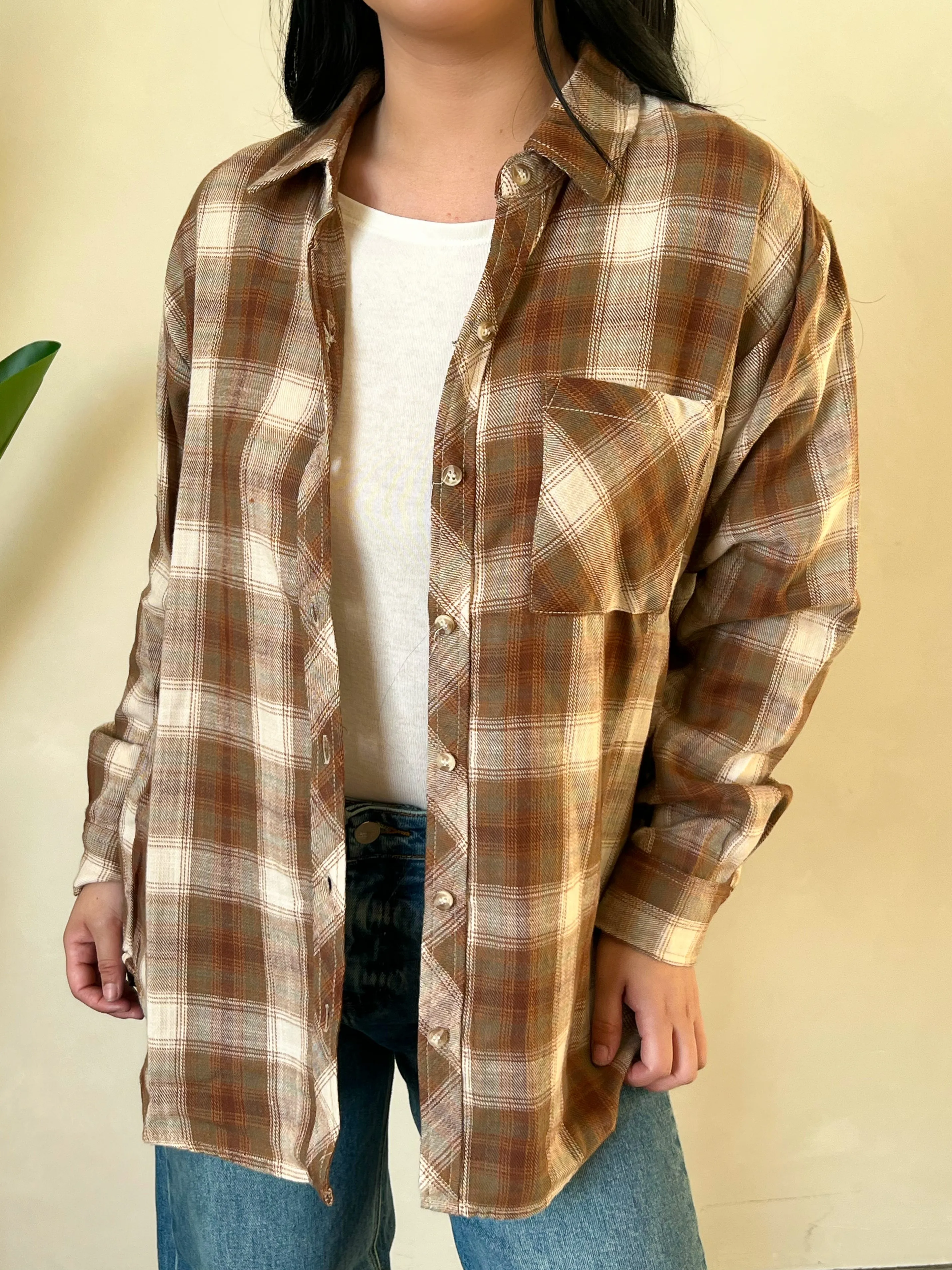 Hannah Oversize Flannel (Brown)