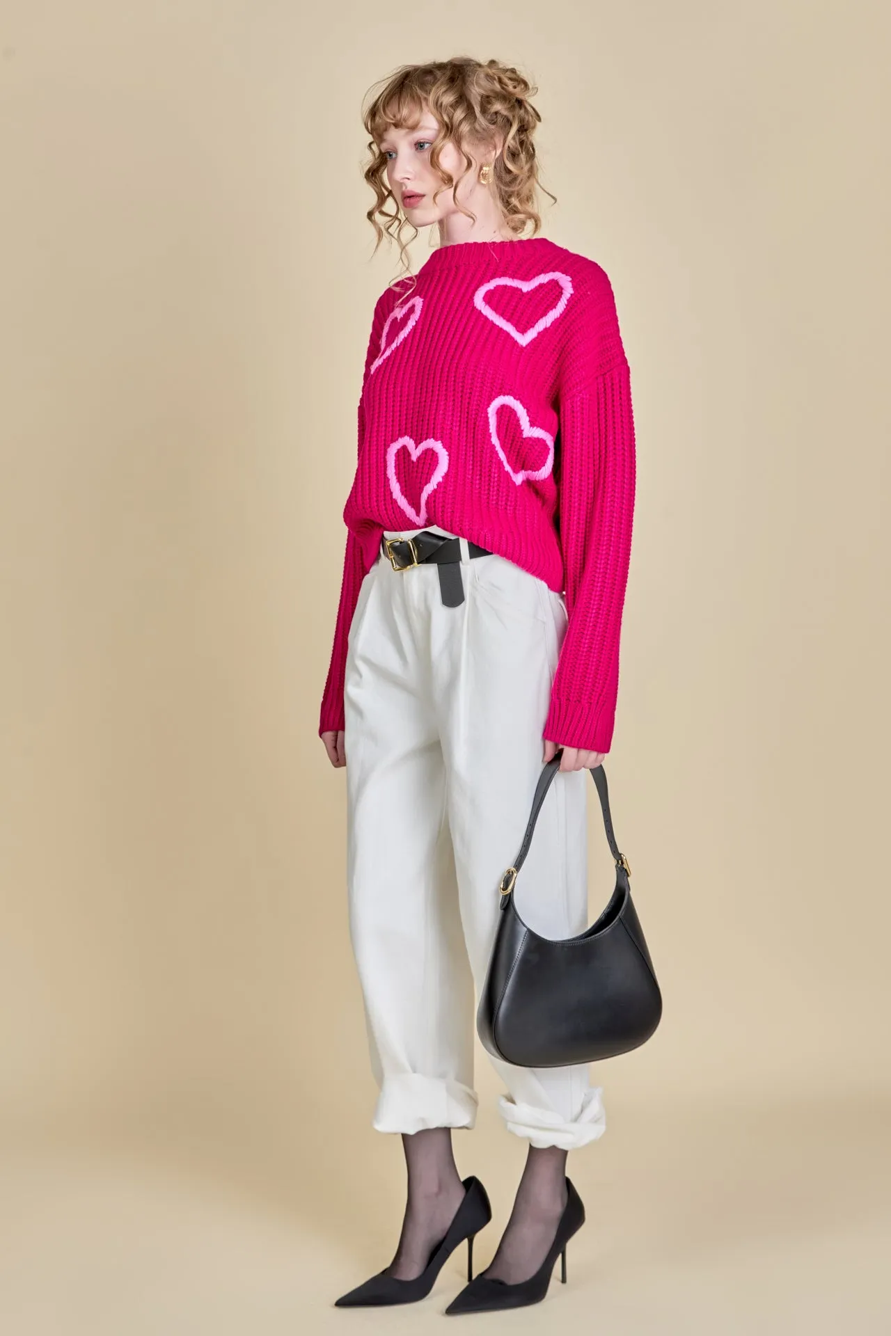 Heart Embroidery Knit Top