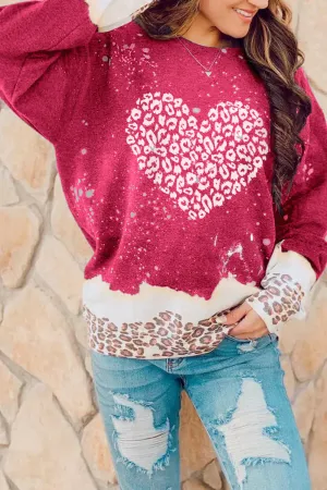 Heart leopard print sweatshirt