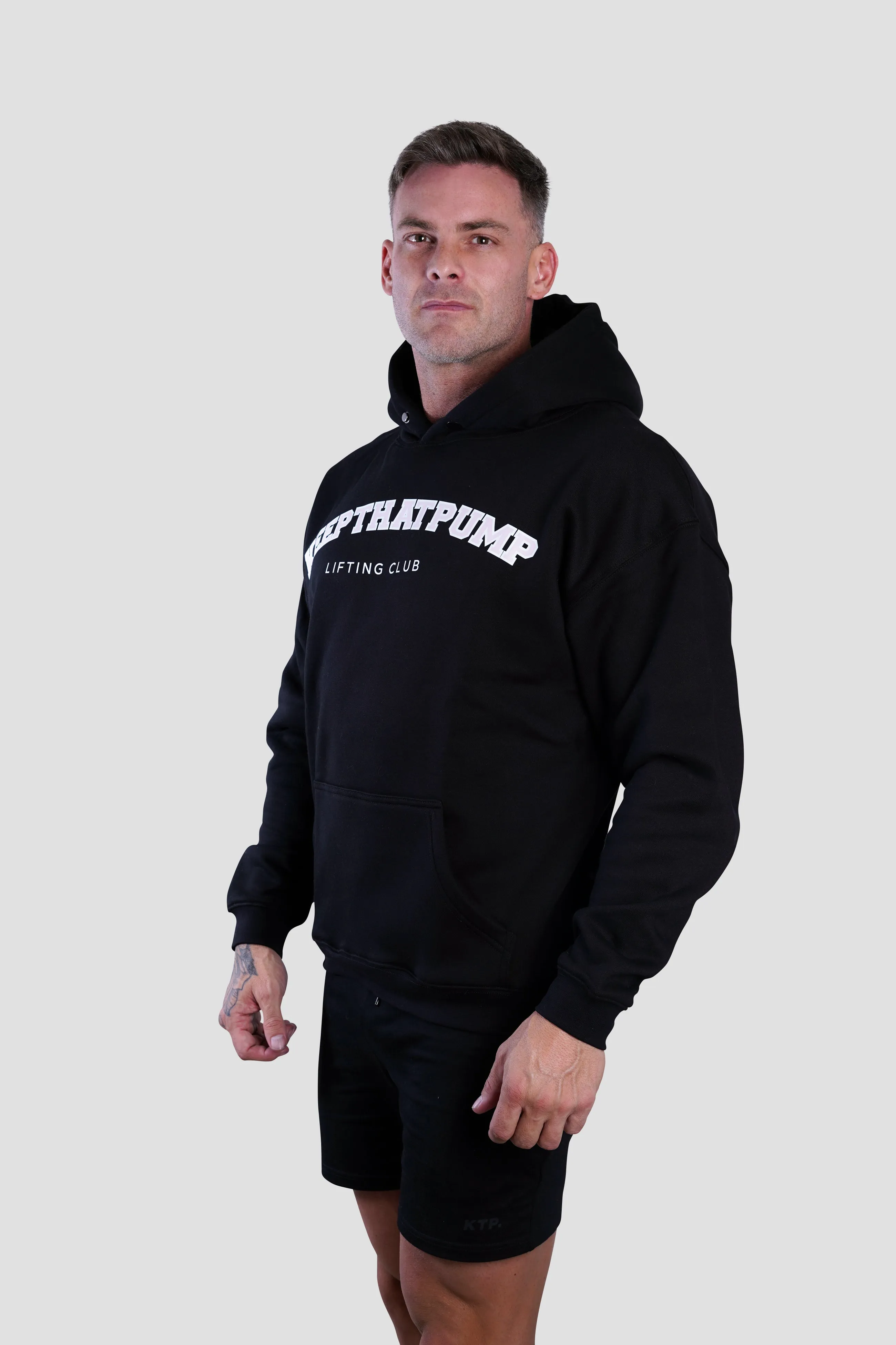 Lifting Club Hoodie - Black with baby Pink logo