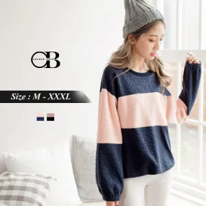 LONG SLEEVE VELVET STRIPED TOPS