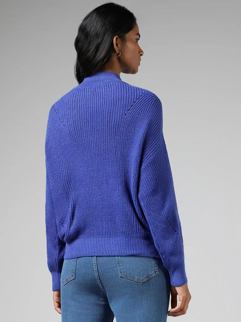 LOV Royal Blue Drop Shoulder Sweater