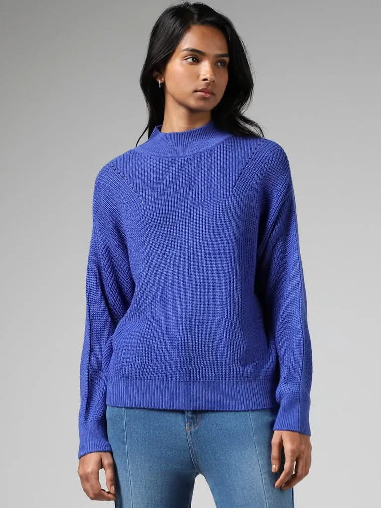 LOV Royal Blue Drop Shoulder Sweater