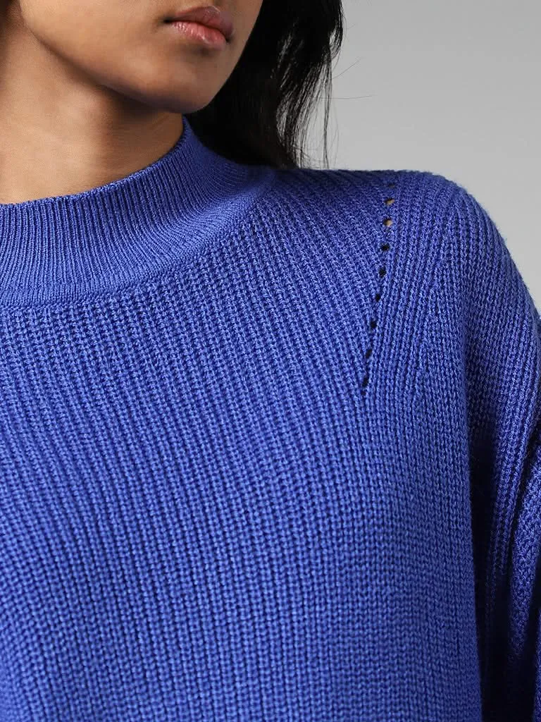 LOV Royal Blue Drop Shoulder Sweater