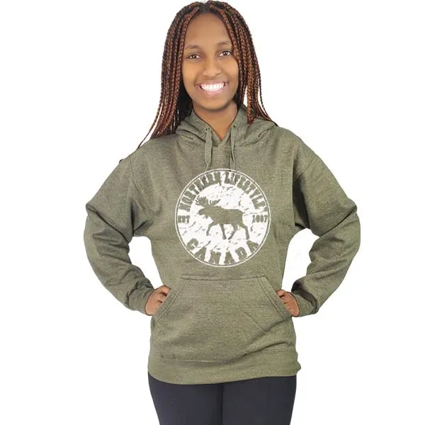 Men and Women's Fleece hoodie Sweatshirt With Moose Lifestyle design.