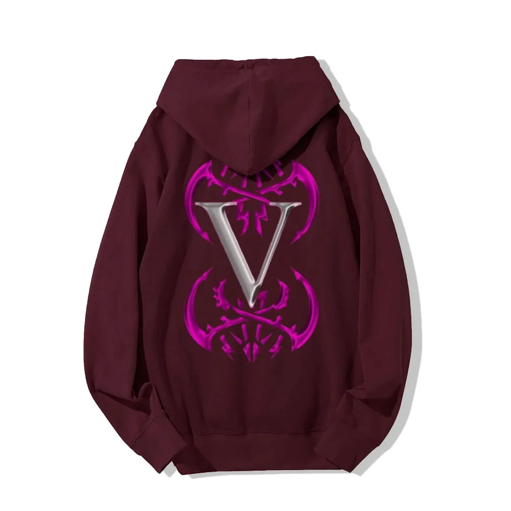 Mens Vintage Letter V Graphic Pullover Hoodies