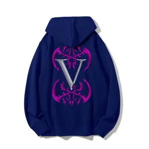 Mens Vintage Letter V Graphic Pullover Hoodies