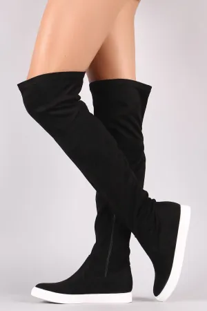 Suede Over-The-Knee Sneaker Boots