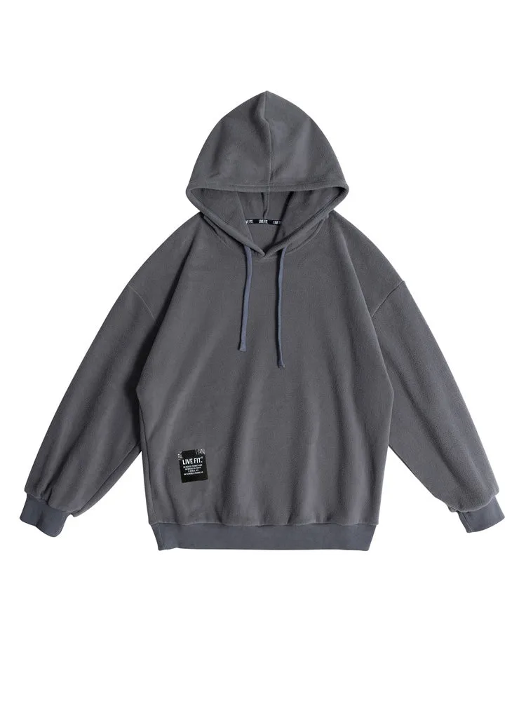 Thickened Hooded Sports Jersey Men'S Casual Loose Warm Fitness Fashion Pullover Running Jacket