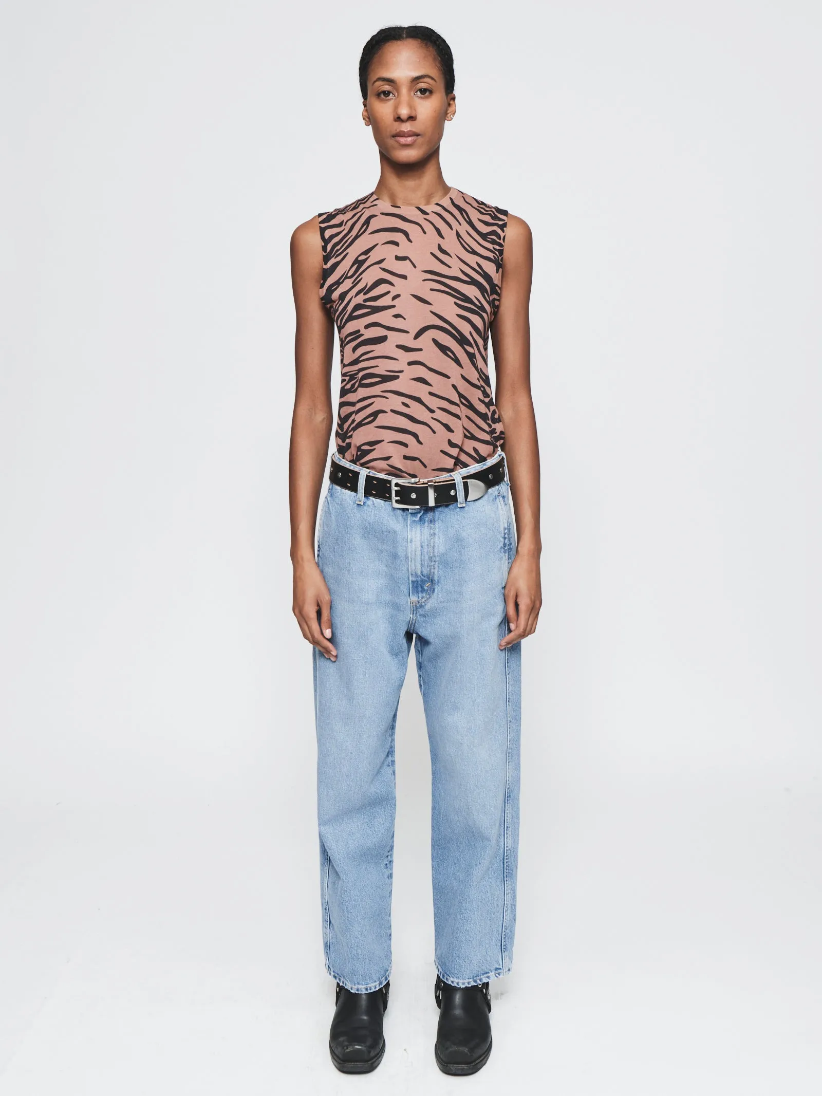 Tiger Printed Sheer Muscle Tank