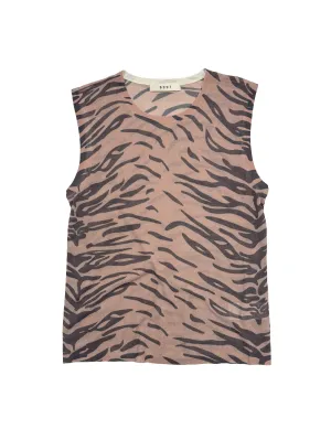 Tiger Printed Sheer Muscle Tank