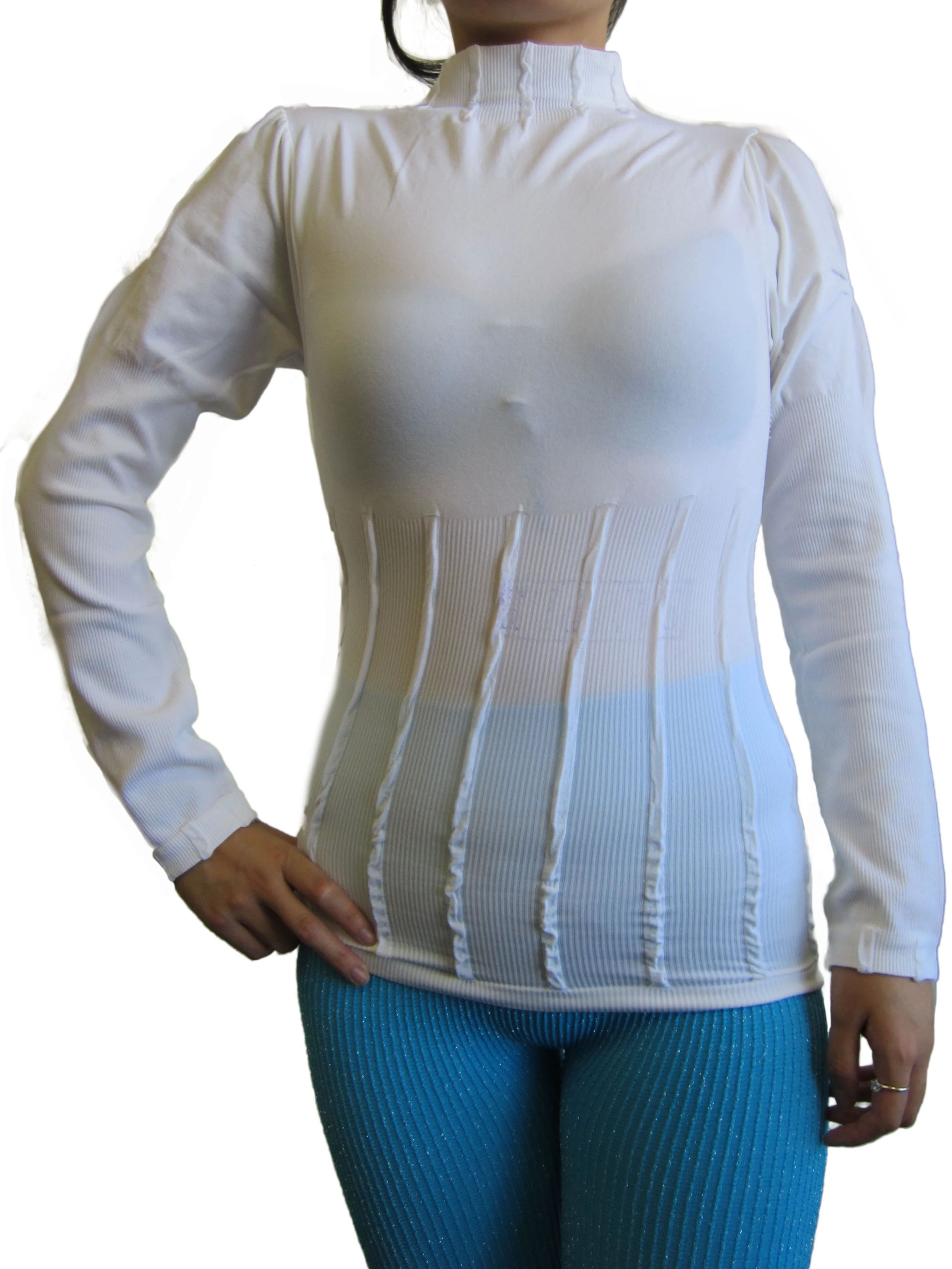 Tops - Pleated Mock Neck Long Sleeve  (fab-11865)