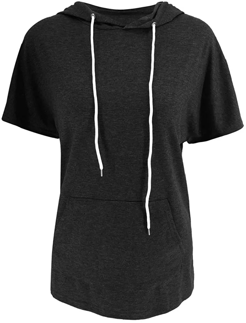 Vivitulip Women's Short Sleeve Tops Casual Loose Fit Pocket Tunics Hoodies Shirts