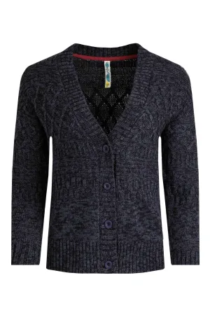 Weird Fish 10 Navy Amiens Eco Mixed Stitch Cardigan