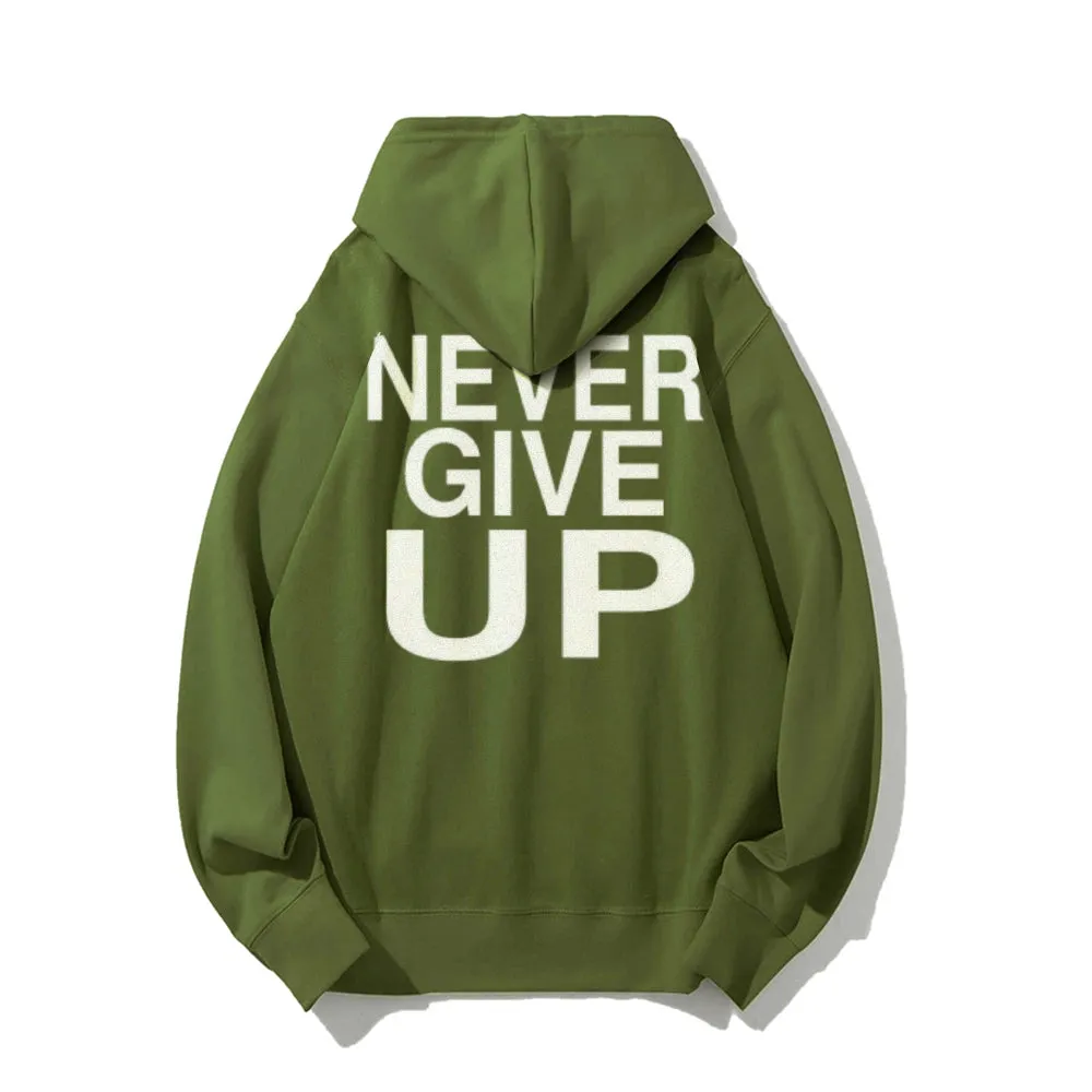 Women NEVER GIVE UP Graphic Hoodies